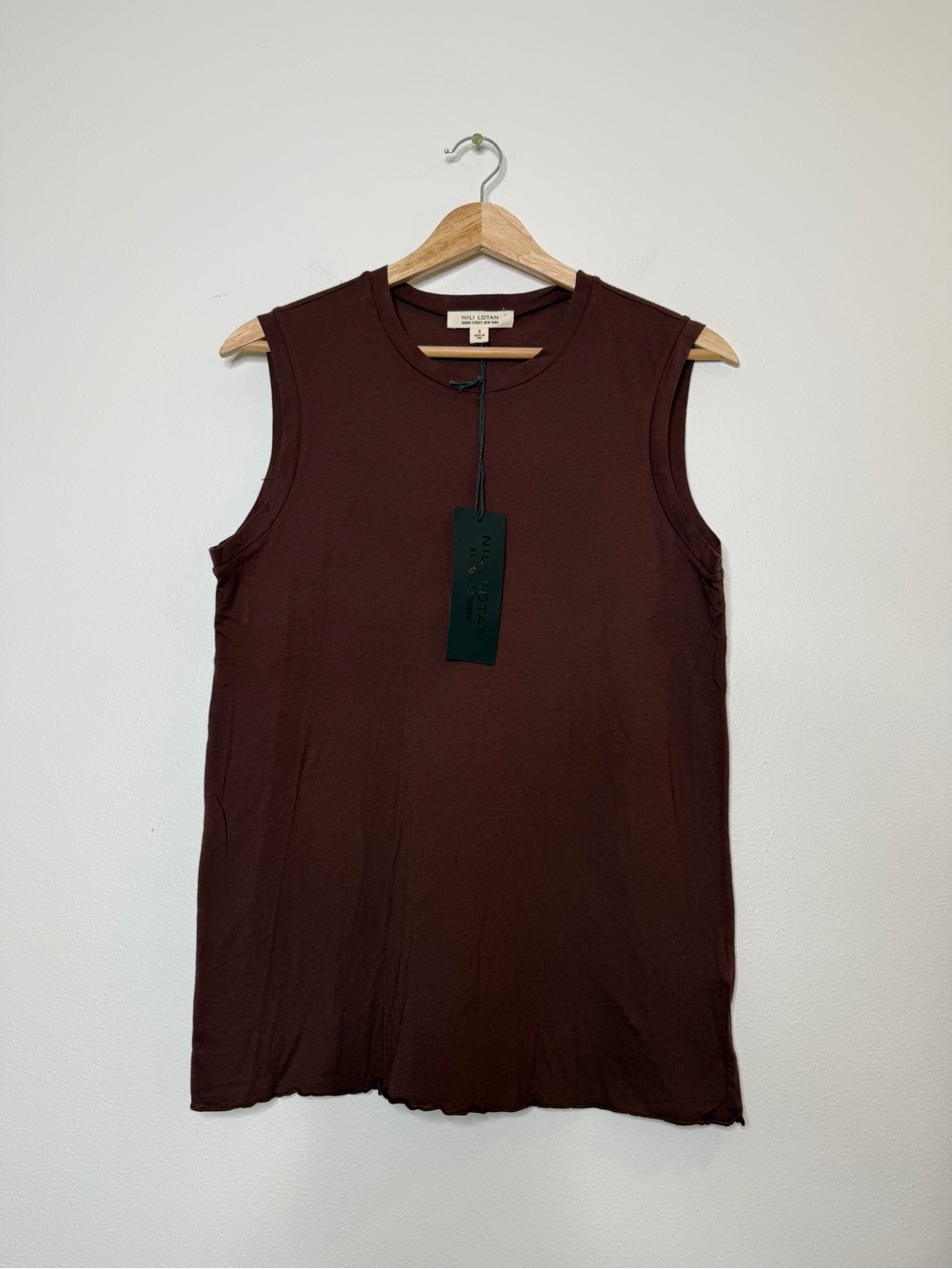 New Nili Lotan Supima Cotton Muscle Tee Tank in ox blood brown size small